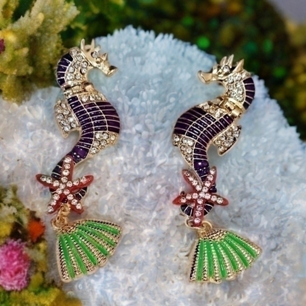 BOSTON PROPER SEAHORSE UNDER THE SEA EARRINGS